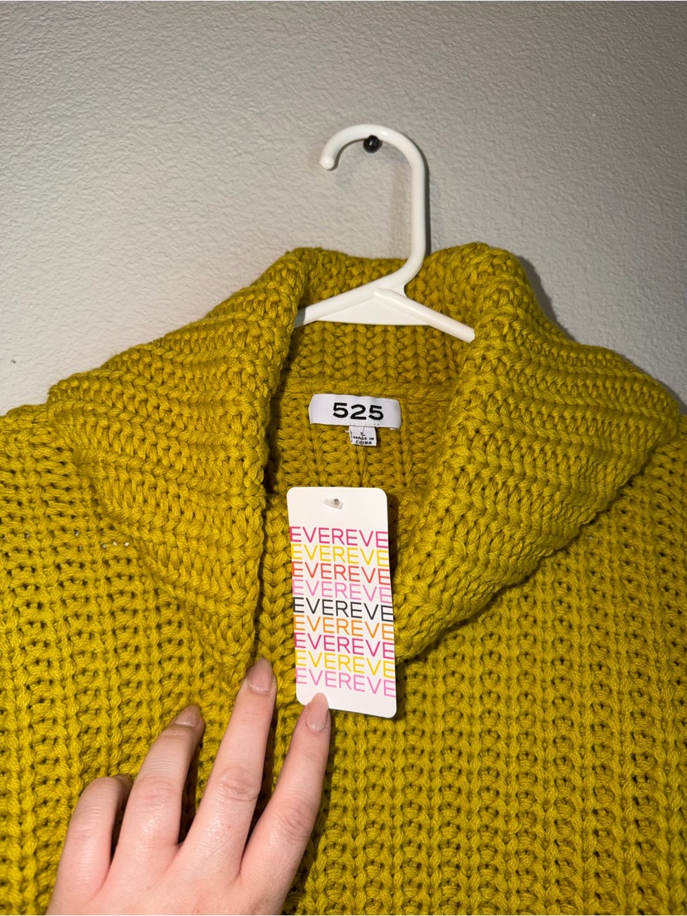 Women’s 525 America Sweater Ribbed Wide Sleeve Sweater Yellow Cowl Neck Large - Picture 4 of 6